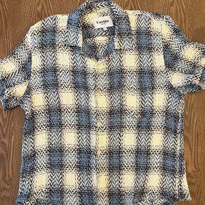 Corridor Micro Plaid SS Mens Button Up Size L